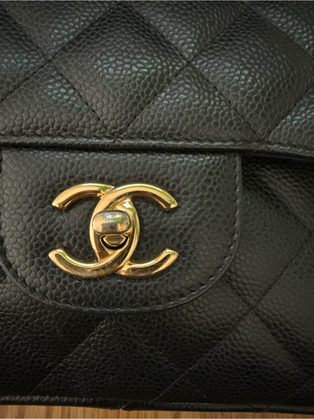 CHANEL Black Caviar Quilted Double Flap Shoulder Bag with Gold Hardware - Picture 6 of 15